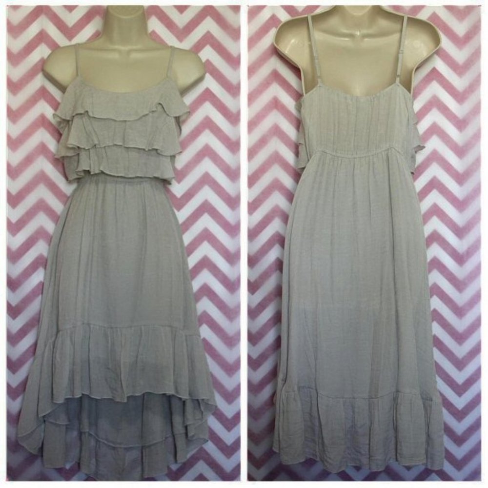 Ya LA Pretty Gray Ruffle Dress Size M